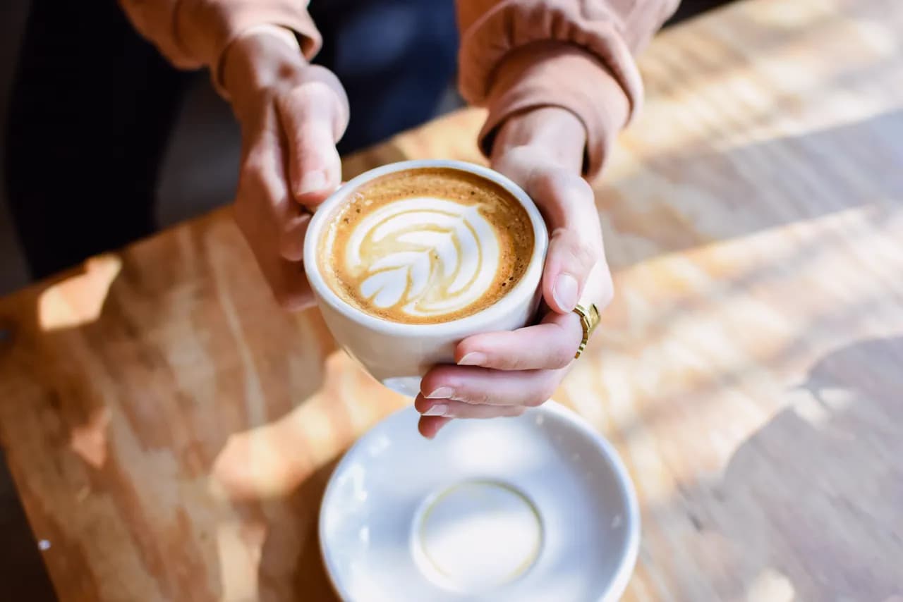 Cozy cafe interior in Phuket with coffee drinks