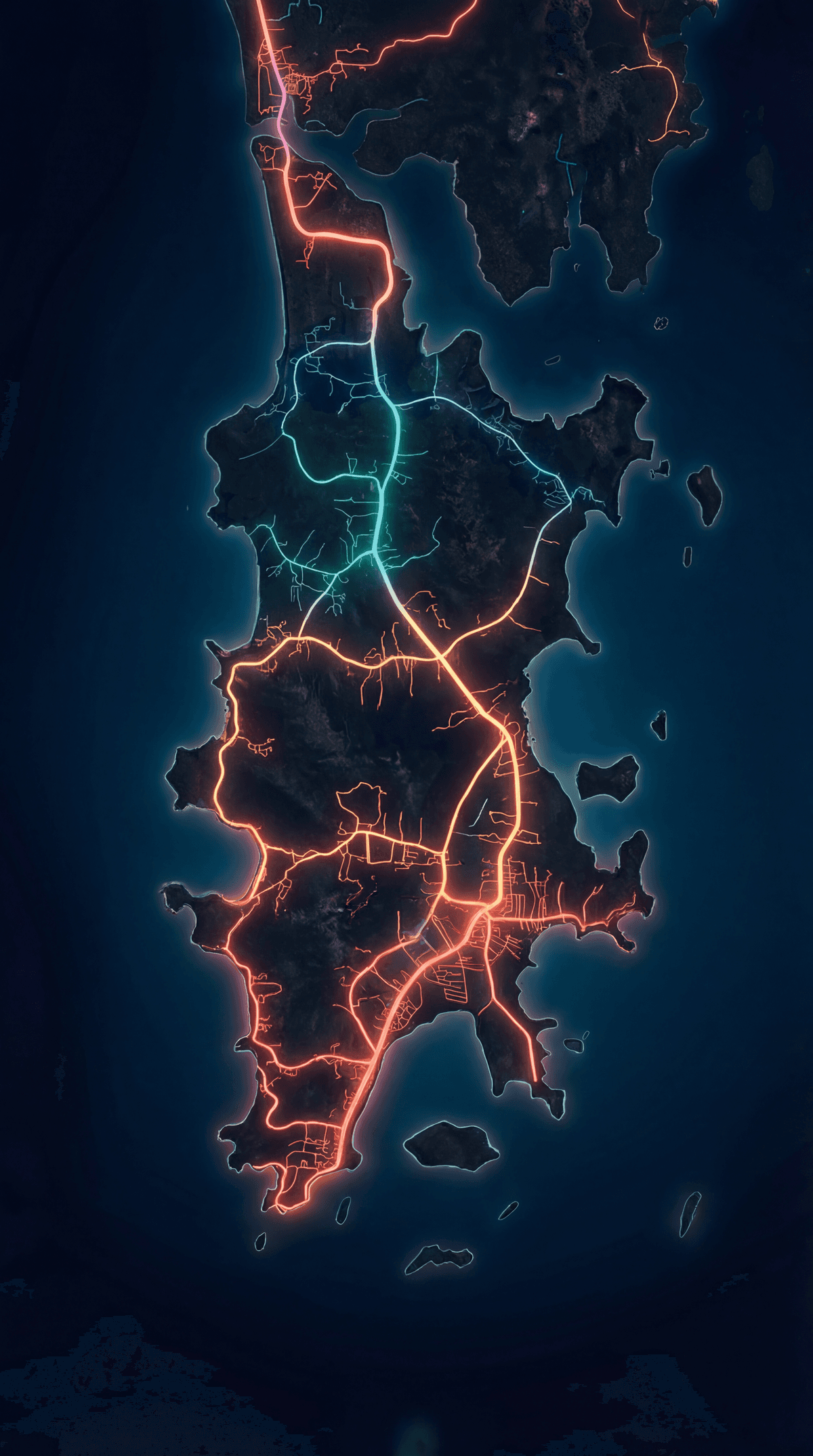 Glowing Phuket map
