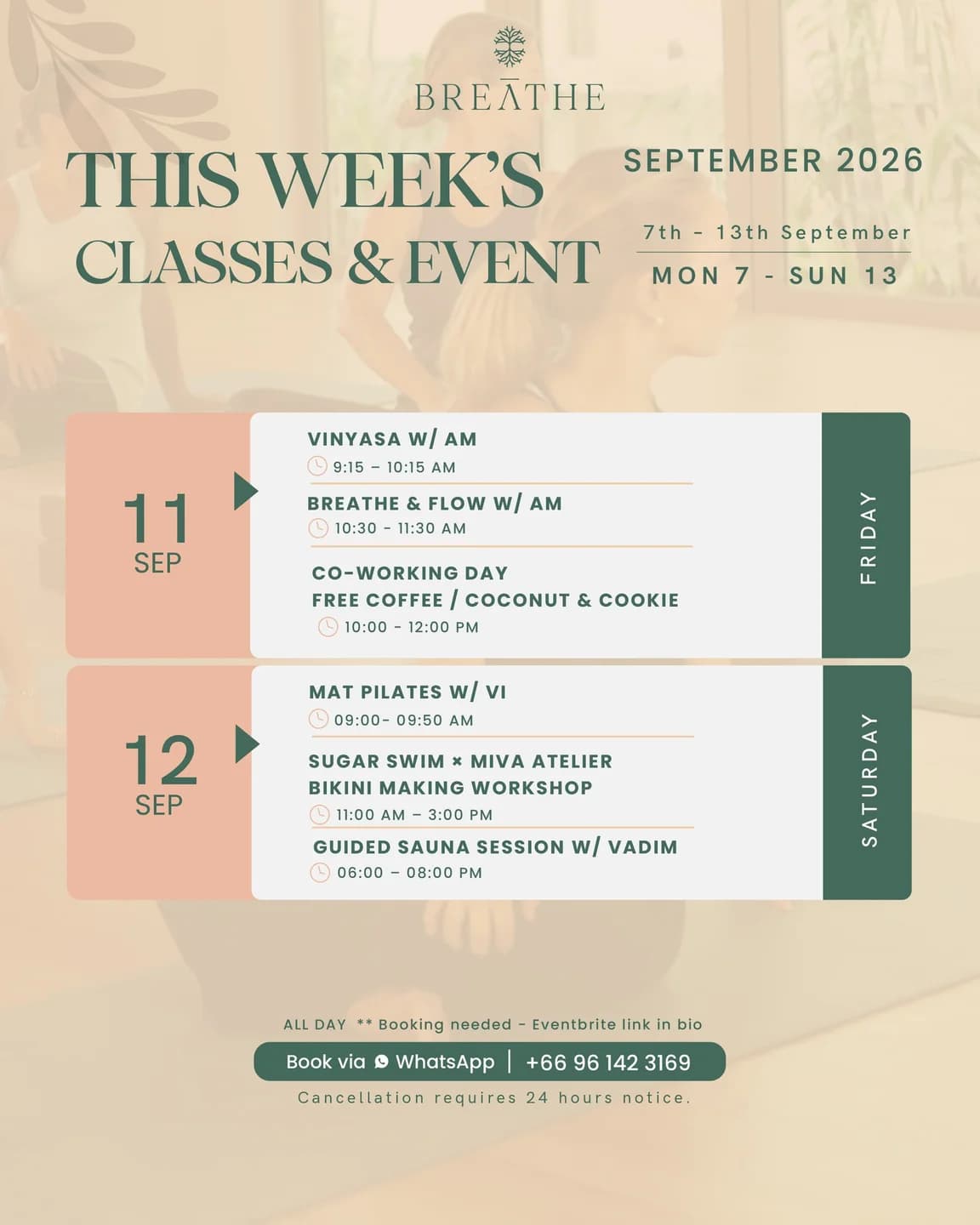 Your Week at BREATHE - Weekly Classes & Events (7β13 September) - 2