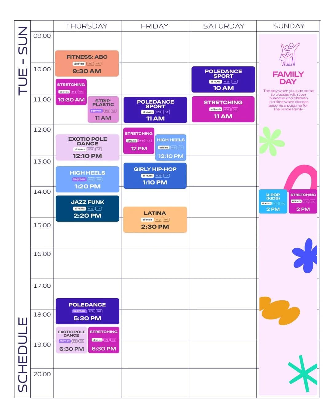New Schedule: Jazz Funk, Bachata, Latina Mix & Sunday Family Classes - 3