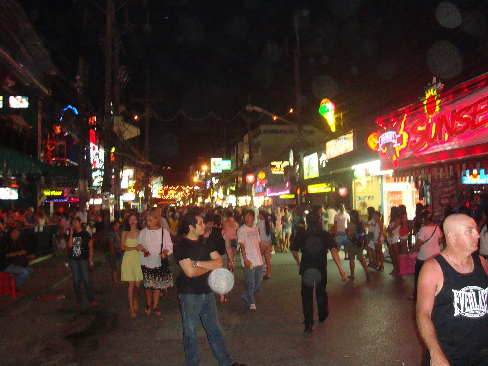 How to plan a night on Bangla Road Phuket — crowd at Patong walking street after dark