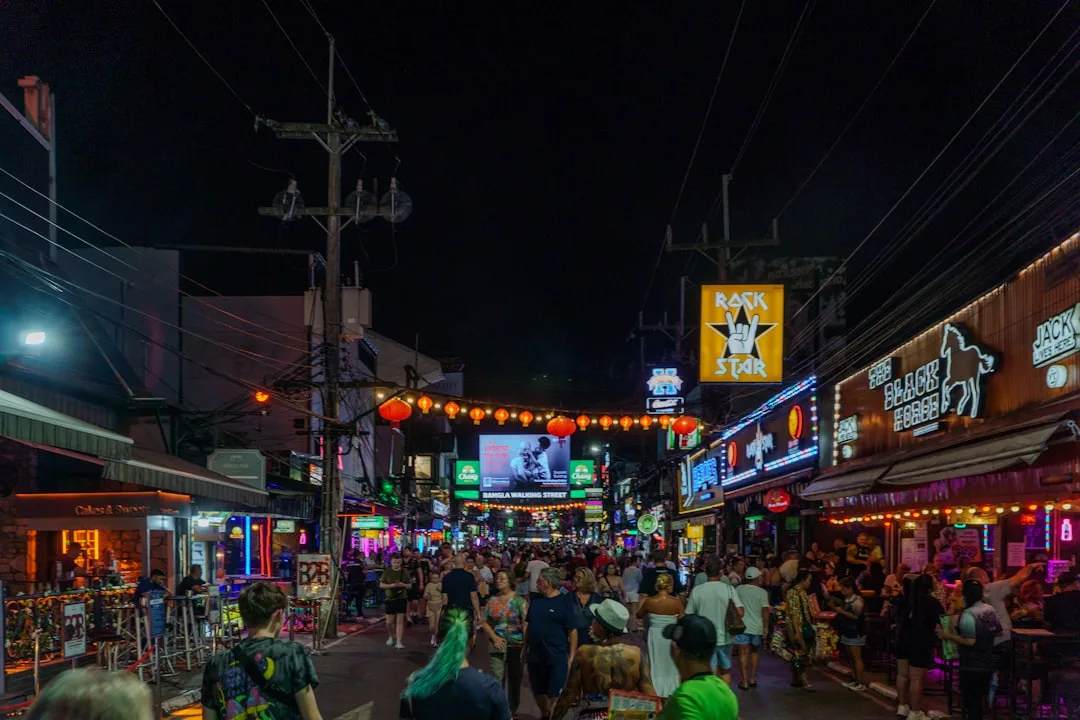 Top venues on Bangla Road Phuket — Illuzion megaclub neon entrance at night in Patong
