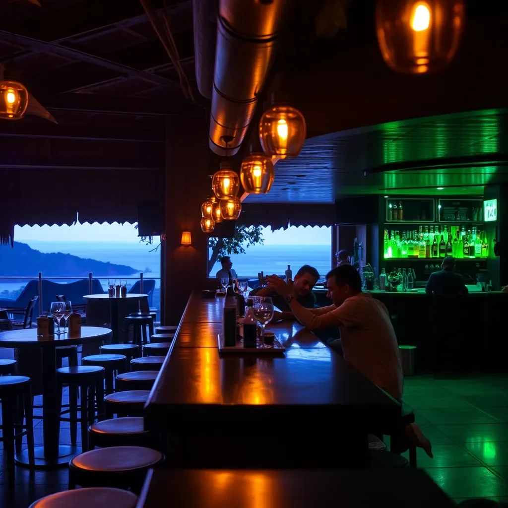 Rooftop cocktail bar at sunset, one of the best bars in Phuket