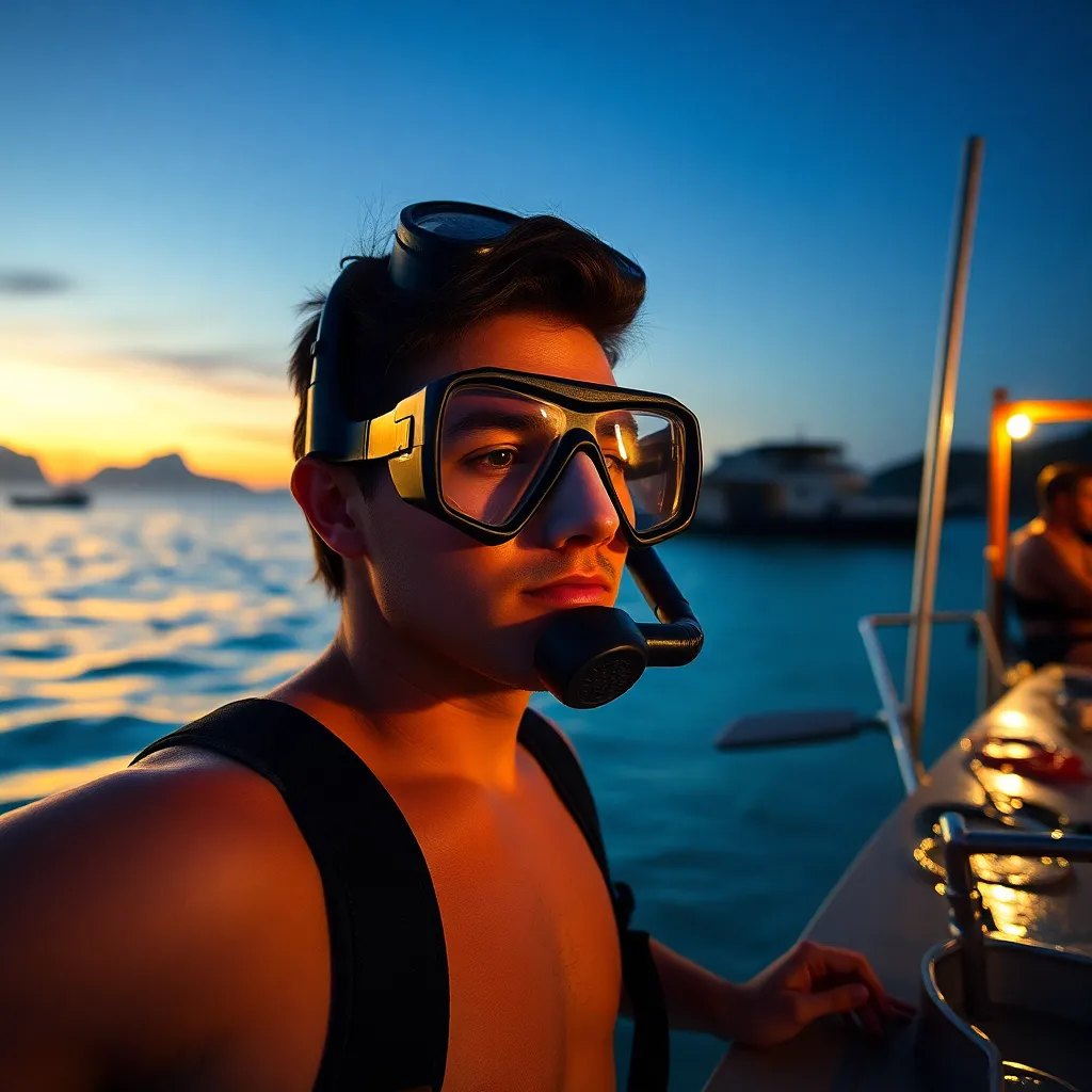 Snorkeler in clear water off Coral Island Phuket near the fringing reef