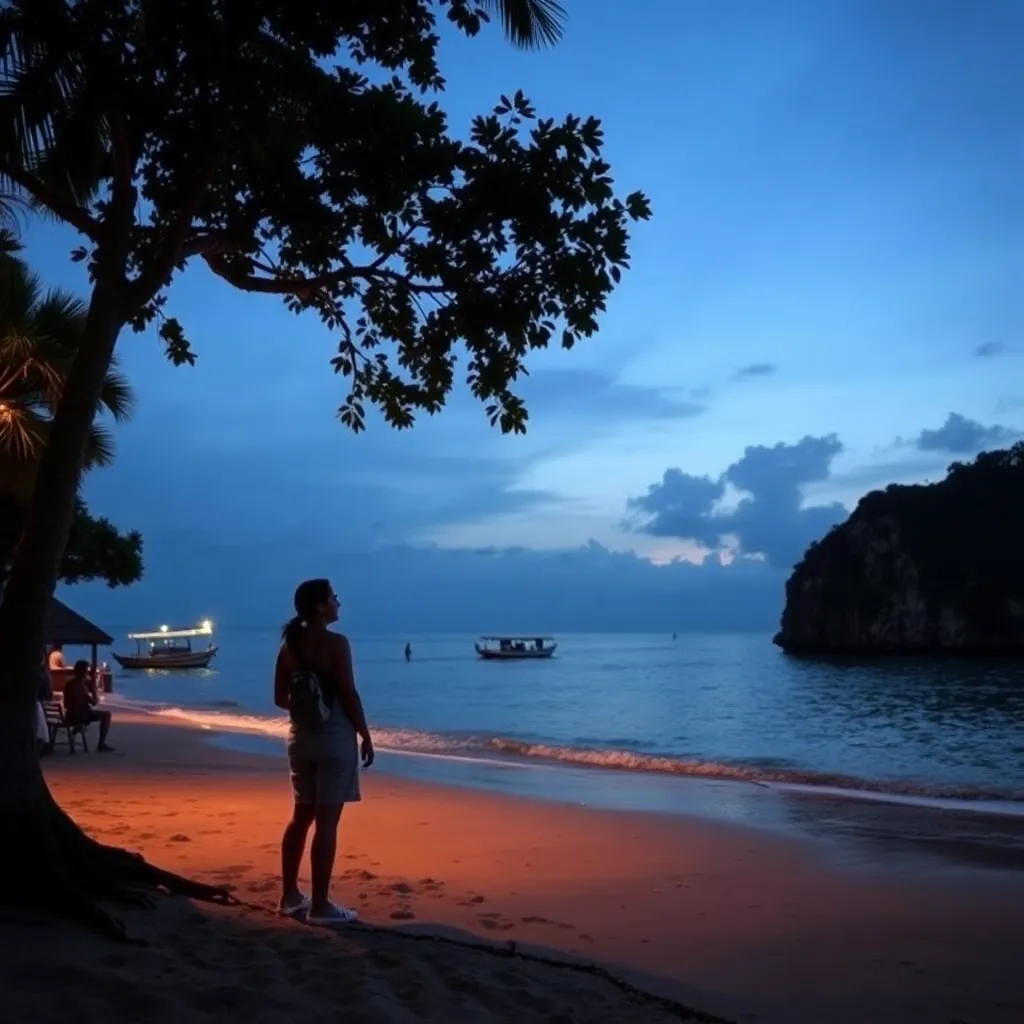 Surfer riding waves at Kata Beach Phuket during monsoon season