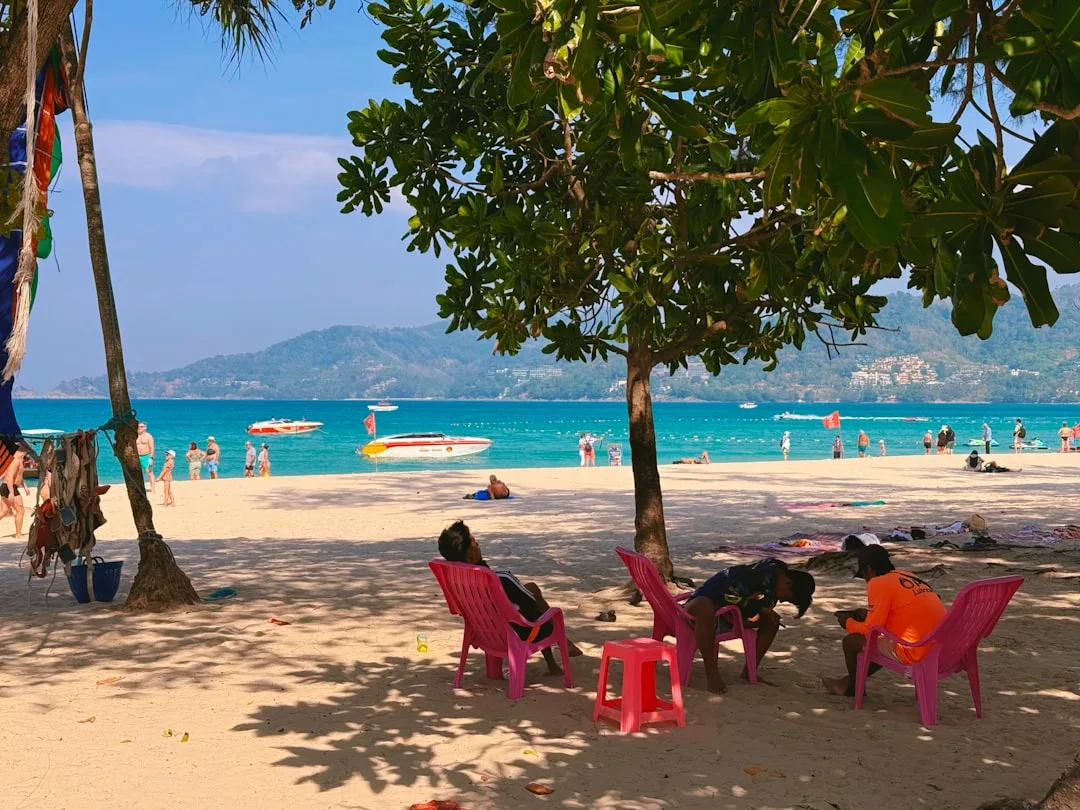 Patong Beach Phuket aerial view showing the full 2.85-kilometre bay and Andaman Sea