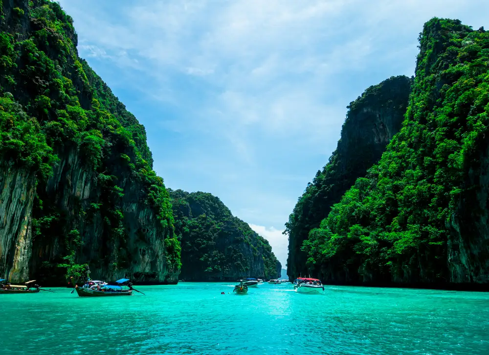 Limestone karst islands of Phang Nga Bay seen on a Phuket speedboat tour