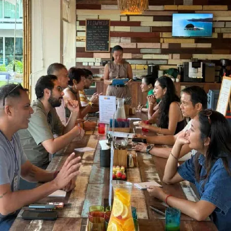 Speed networking session with professionals in conversation