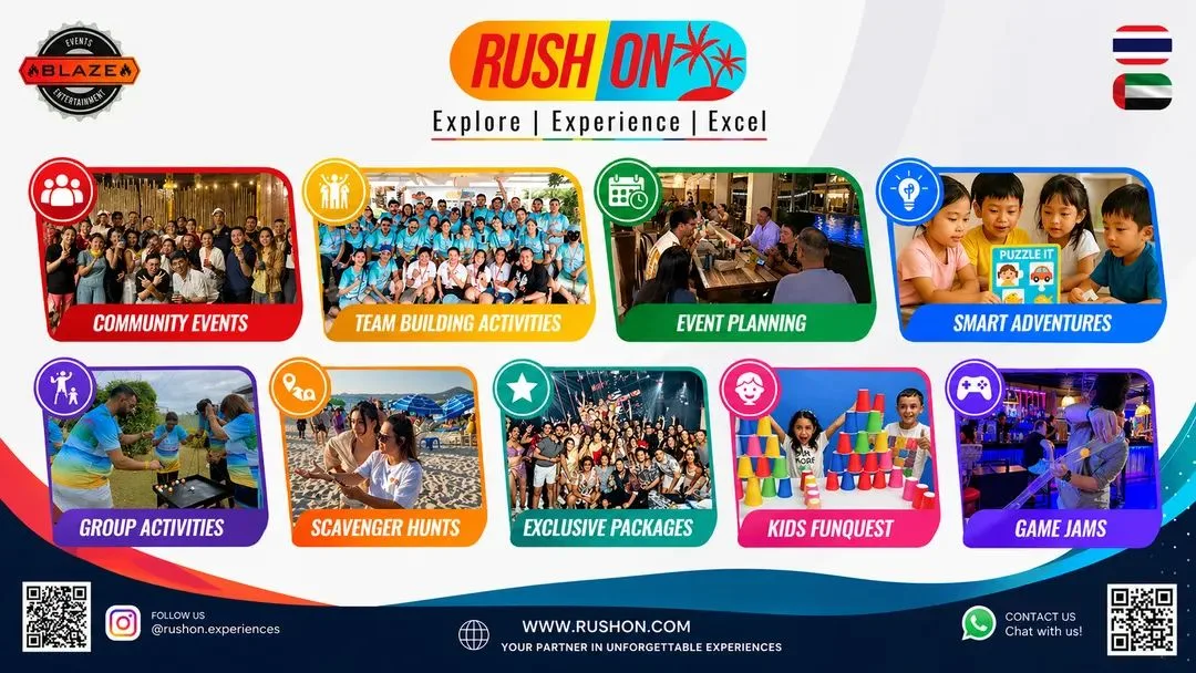 Rush On Phuket team building, group activities and community events featuring participants enjoying a hosted experience